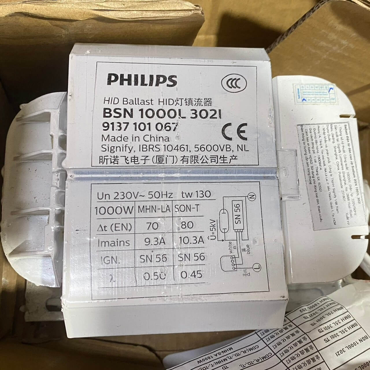 Sơ đồ lắp đặt bóng đèn cao áp Philips Sodium SON-T 1000W E E40 SL/4 dạng thẳng
