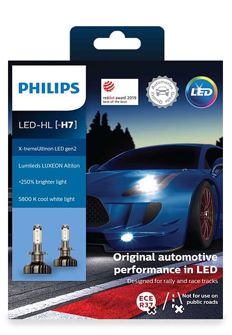 Bóng đèn pha LED Philips  Xtreme Ultinon   H7 LED 11972 XUW X2 Gen 2   5800K tăng sáng +250%