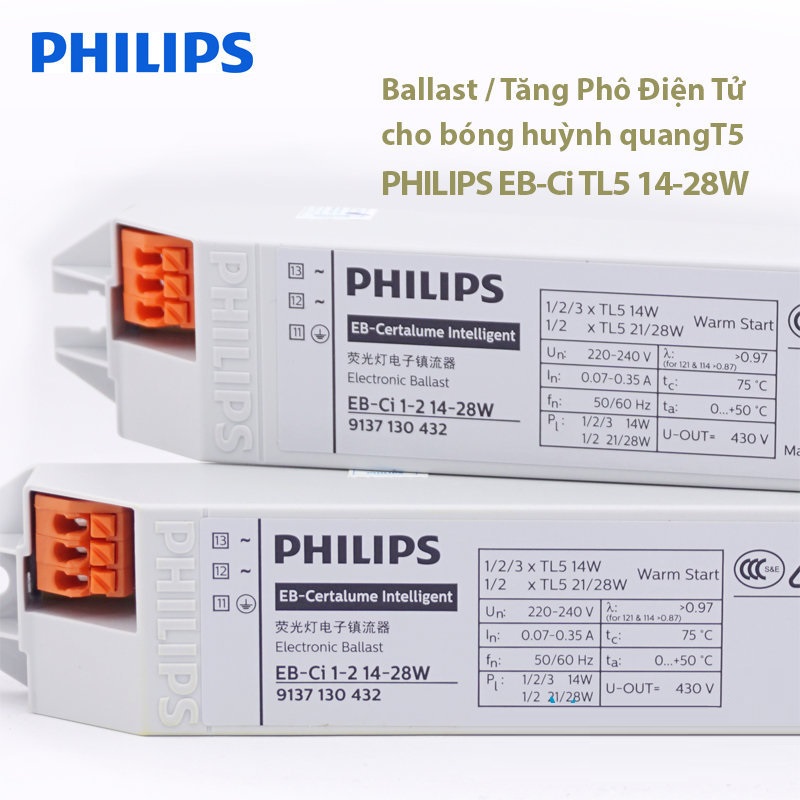 Ballast(Tăng phô/Chấn lưu) điện tử đa năng Philips EB-Ci 1-2 14-28W 220-240v 50/60 Hz 