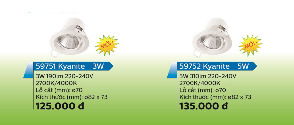 Đèn Downlight Led chiếu điểm Spotlight Philips 59752 Kyanite 5W 2700K