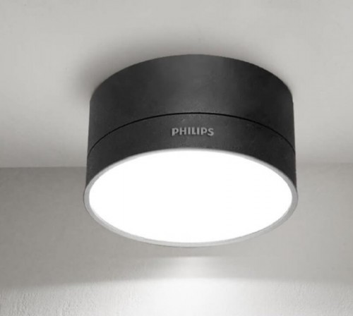 Đèn Downlight LED ống bơ lắp nổi tròn Philips DL212 EC RD 080 5W 3000K B HV 03 (Vỏ đen)
