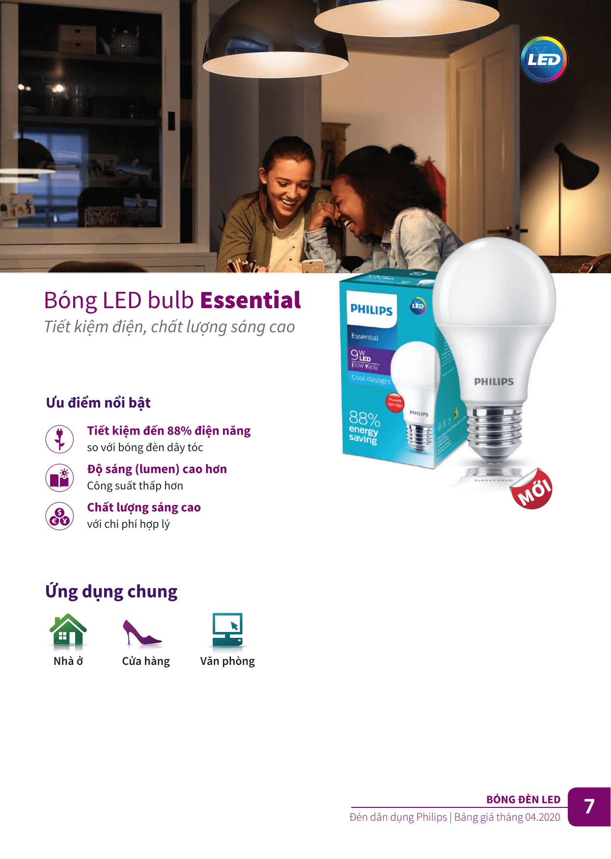 Bóng Led Philips Bulb Essential - Tiết kiệm điện, chất lượng sáng cao