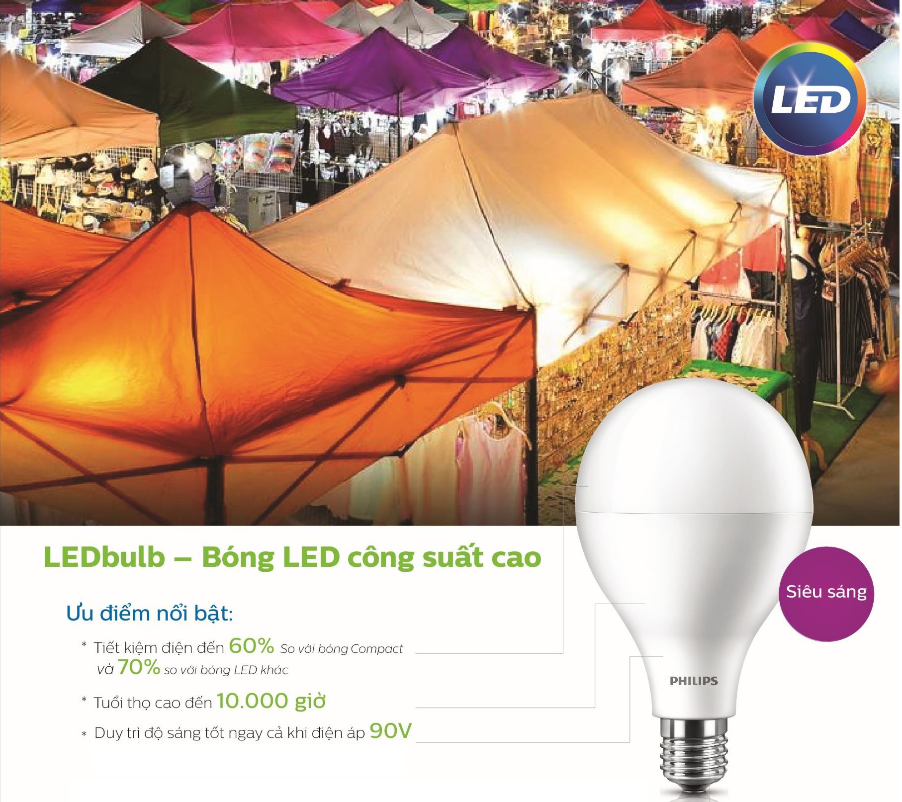 Bóng đèn Led Bulb Philips 27W E27 6500K 230V A110 APR hiệu suất cao quang thông 3000Lm