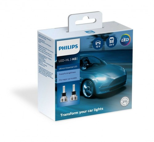 Bộ đèn pha xe hơi ô tô Philips Ultinon Essential Gen 2 LED H3 11336 UE2 X2 ánh sáng trắng 12V-24V-6500K
