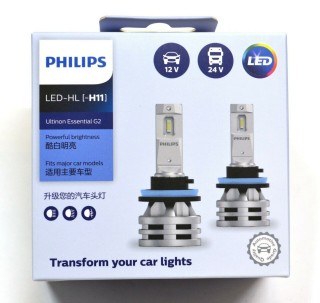 Bộ đèn pha xe hơi ô tô Philips ULTINON ESSENTIAL H11 11362 UE G2 ánh sáng trắng 6500K