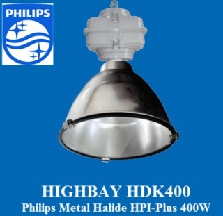 Bộ đèn cao áp HighBay HDK400 bóng Metal Halide Philips HPI-Pus 400W chiếu sáng nhà xưởng (bao gồm tăng phô, kích, tụ, bóng Philips, chóa HDK400)