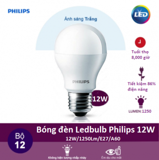 Bóng đèn Led Bulb Philips 12W Ánh sáng chất lượng sáng cao,  êm dịu cho mắt