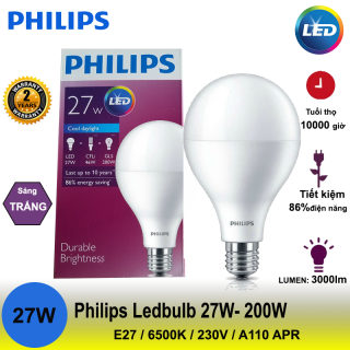 Combo 6 bóng đèn Led Bulb Philips 27W E27 ánh sáng trắng 6500K 230V A110 APR hiệu suất cao quang thông 3000Lm Combo 6 bóng đèn Led Bulb Philips 27W E27 ánh sáng trắng 6500K 230V A110 APR hiệu suất cao quang thông 3000Lm