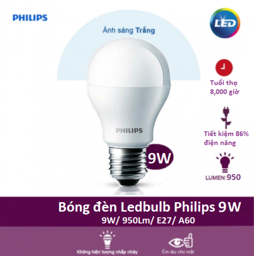 Bóng đèn Led Bulb Philips 9W 3000K/6500K