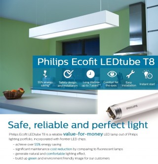 Bóng Đèn Led Tuýp EcoFit Led Tube Philips 0m6 8W/765 T8