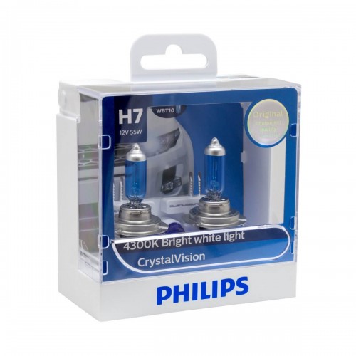 Bóng đèn pha ôtô/ xe hơi Philips Halogen H7&WBT10 12972 CV 12V SM ánh sáng trắng, độ sáng 4300K
