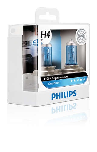 Bóng đèn pha xe hơi, xe ôtô Philips Halogen H4 CV H4&WBT10 12342 CV SM (12V-55W), (Bộ 2 cái) Ánh sáng trắng, độ sáng 4300K