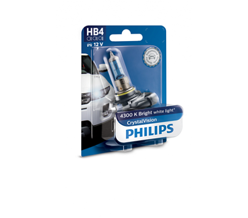 Bóng đèn xe hơi/ xe ô tô Halogen Philips CRYSTAL VISION HB4 9006 CV 12V 55W ánh sáng 4300K