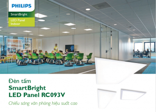 Máng đèn âm trần Led Panel Philips SmartBright 2.0 troffer RC093V LED52S/865 W600L1200 50W